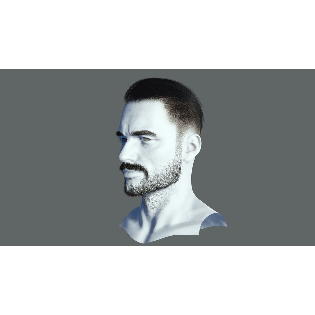 Realistic Male Hair 3D Model – Low Poly Game Ready, FBX, Blender - View 18