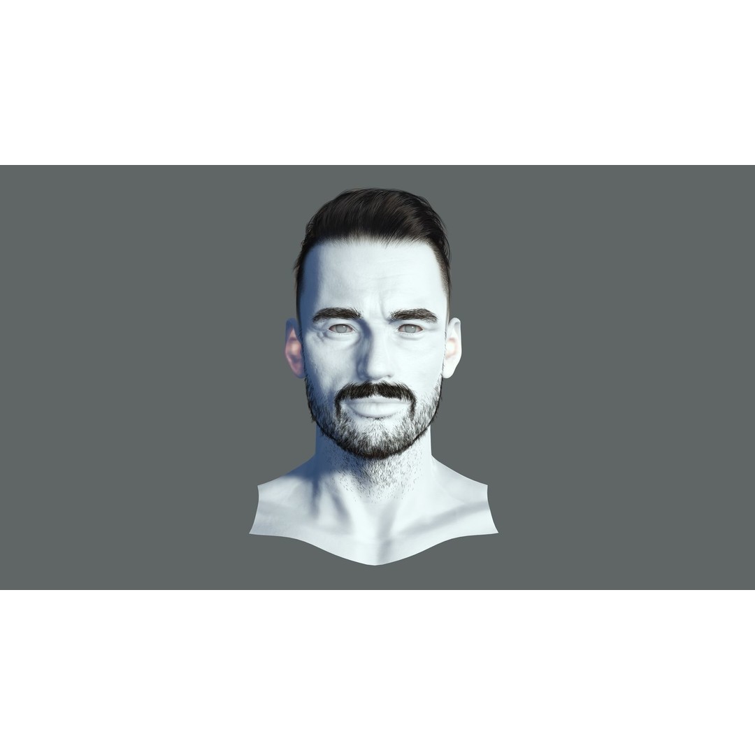 Realistic Male Hair 3D Model – Low Poly Game Ready, FBX, Blender - View 4