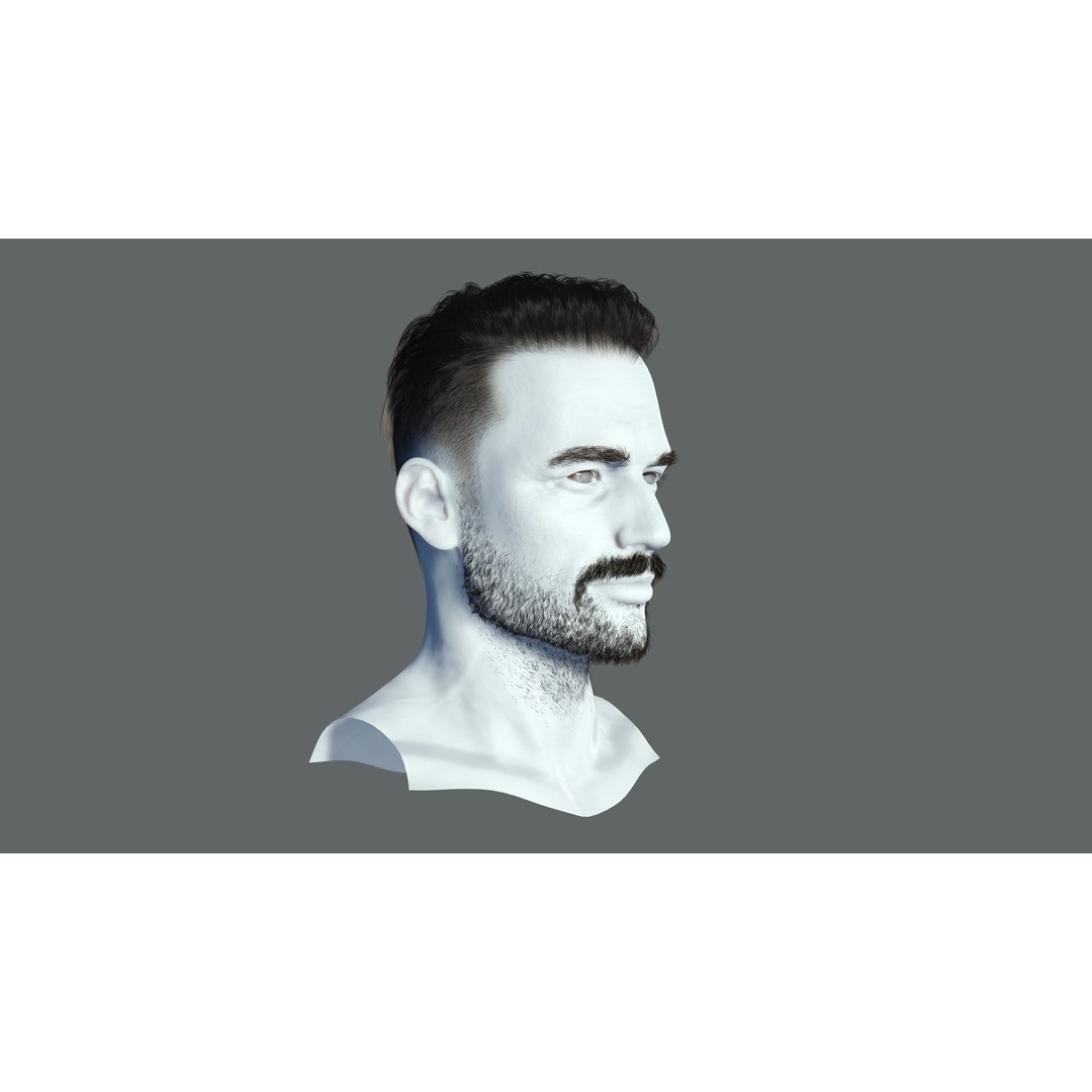 Realistic Male Hair 3D Model – Low Poly Game Ready, FBX, Blender - View 5