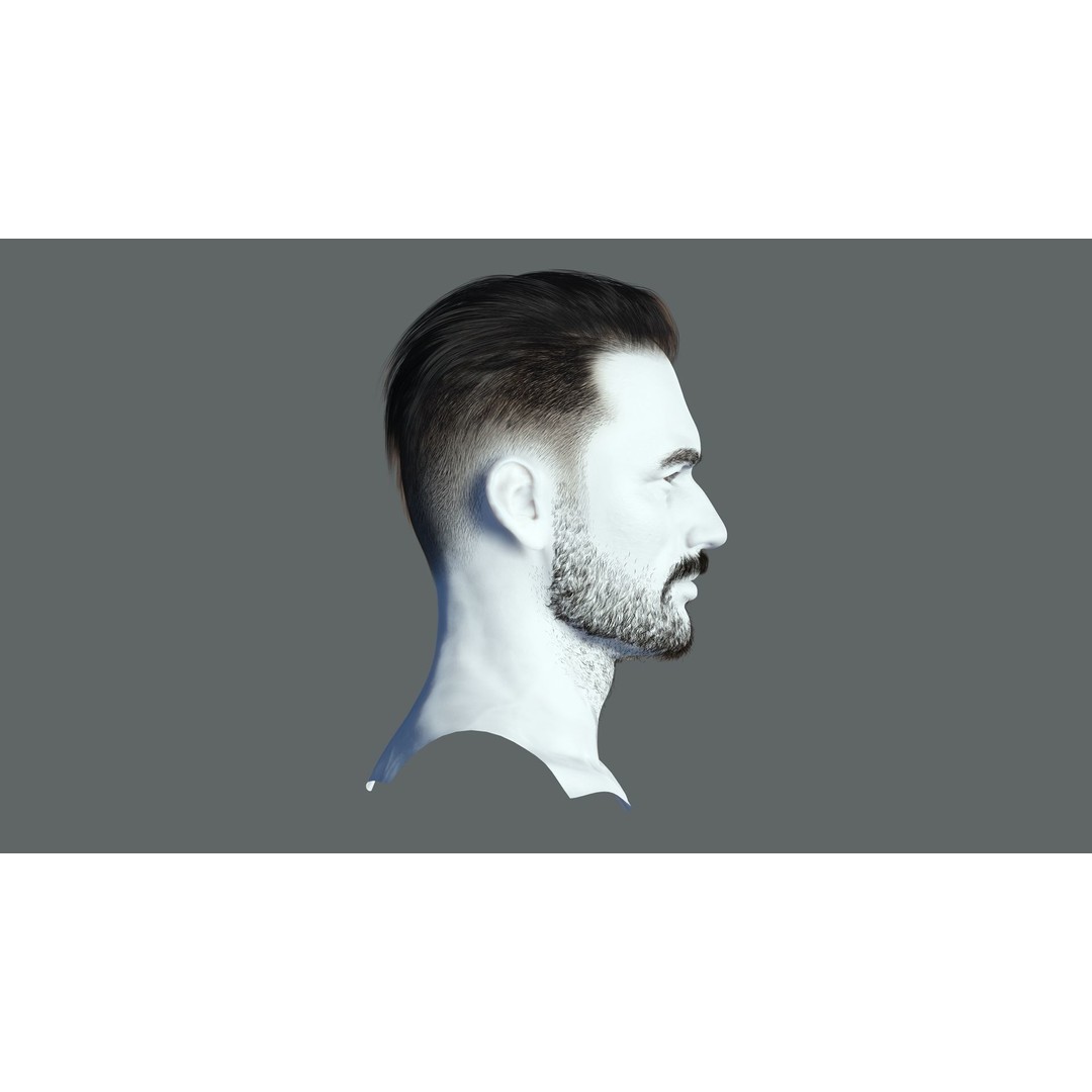 Realistic Male Hair 3D Model – Low Poly Game Ready, FBX, Blender - View 6