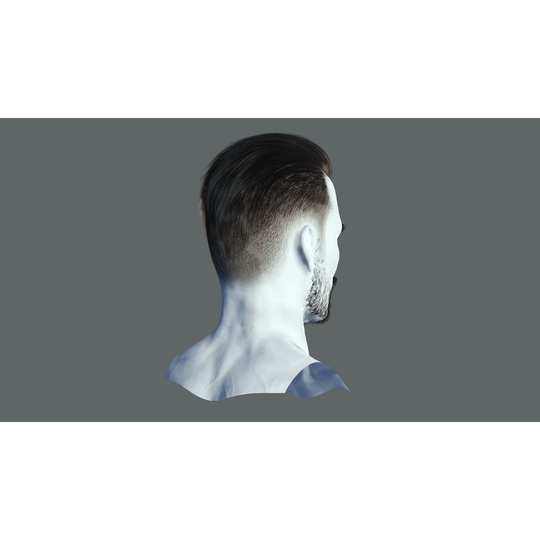 Realistic Male Hair 3D Model – Low Poly Game Ready, FBX, Blender - View 7
