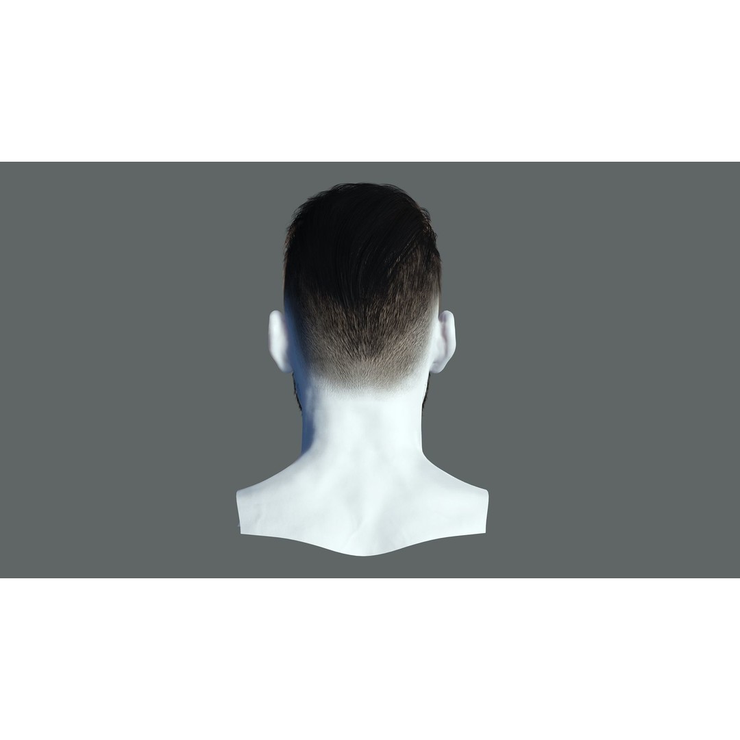 Realistic Male Hair 3D Model – Low Poly Game Ready, FBX, Blender - View 8