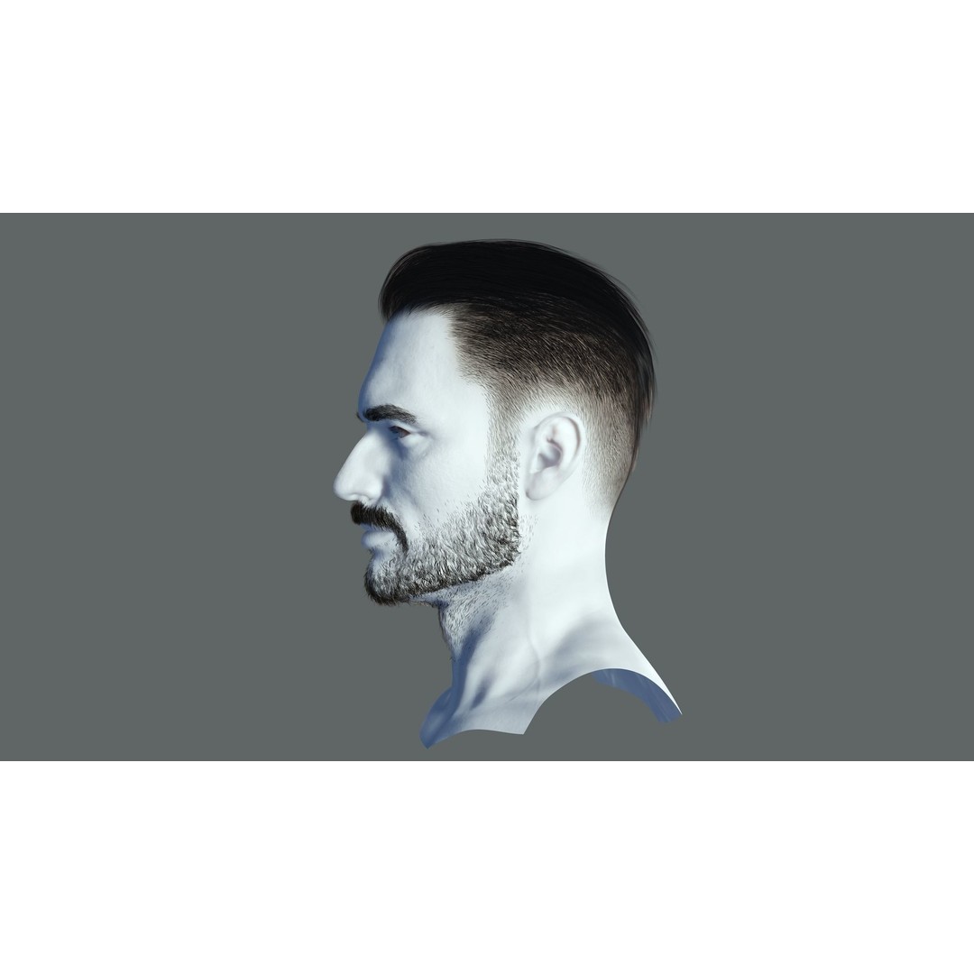 Realistic Male Hair 3D Model – Low Poly Game Ready, FBX, Blender - View 9