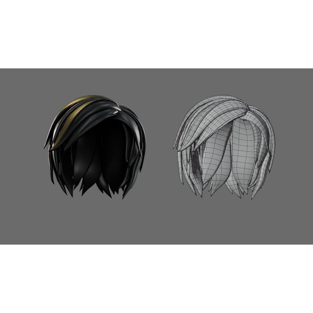 Cartoon Woman Hairstyles 3D Model – Low Poly Character Asset, FBX - View 19