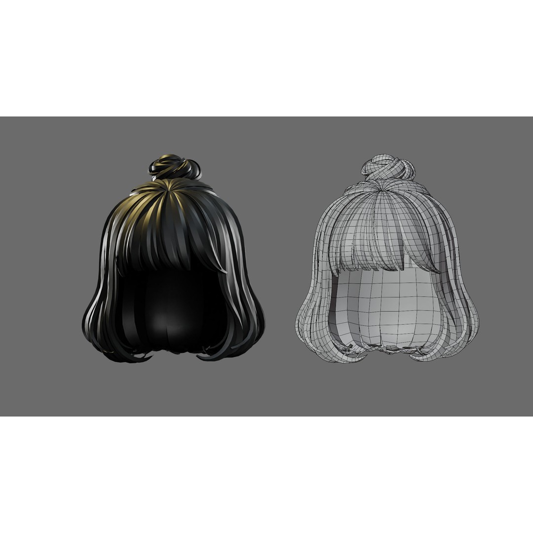 Cartoon Woman Hairstyles 3D Model – Low Poly Character Asset, FBX - View 20