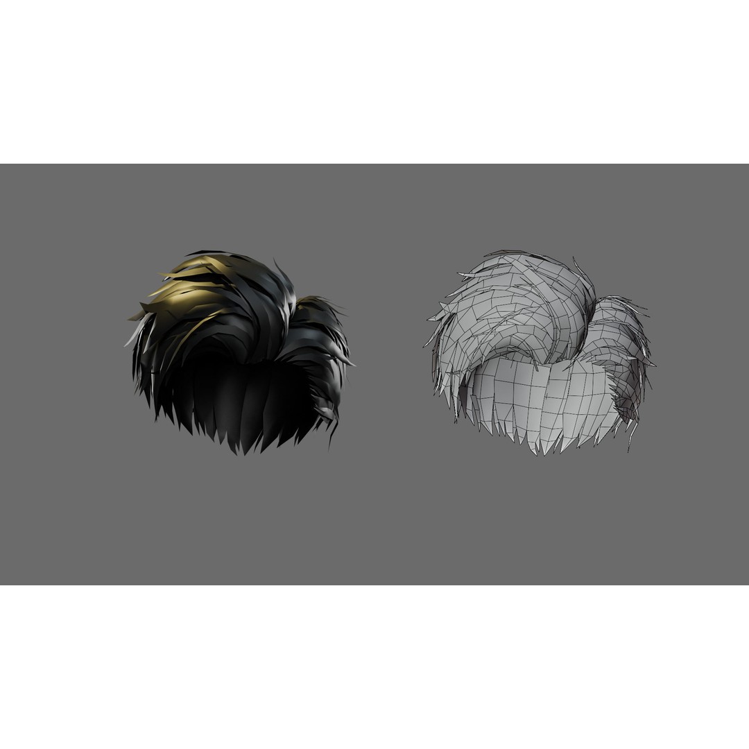 Cartoon Woman Hairstyles 3D Model – Low Poly Character Asset, FBX - View 21