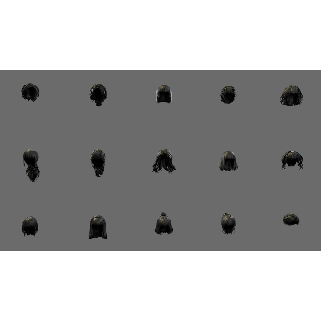 Cartoon Woman Hairstyles 3D Model – Low Poly Character Asset, FBX - View 22