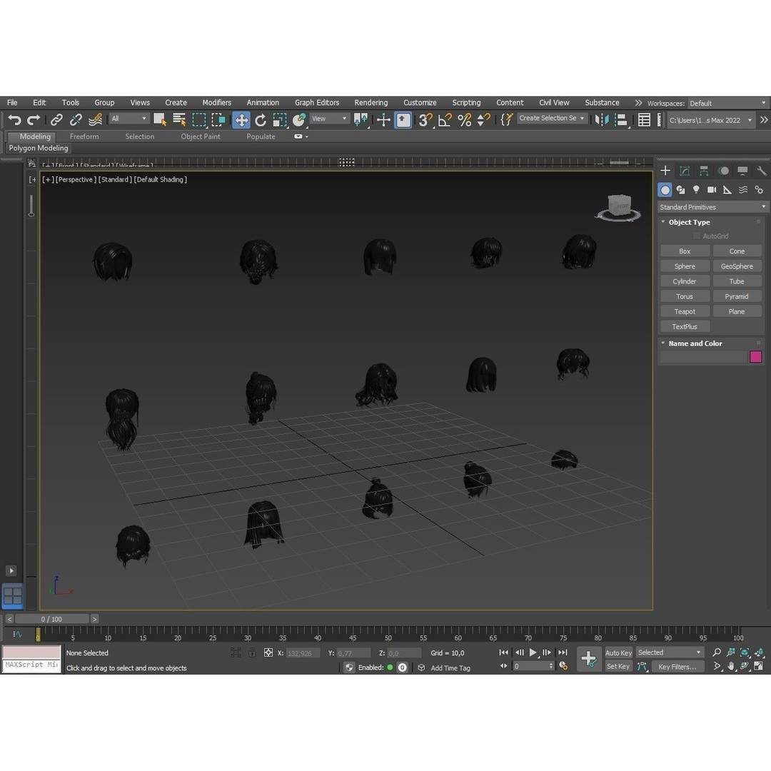 Cartoon Woman Hairstyles 3D Model – Low Poly Character Asset, FBX - View 23