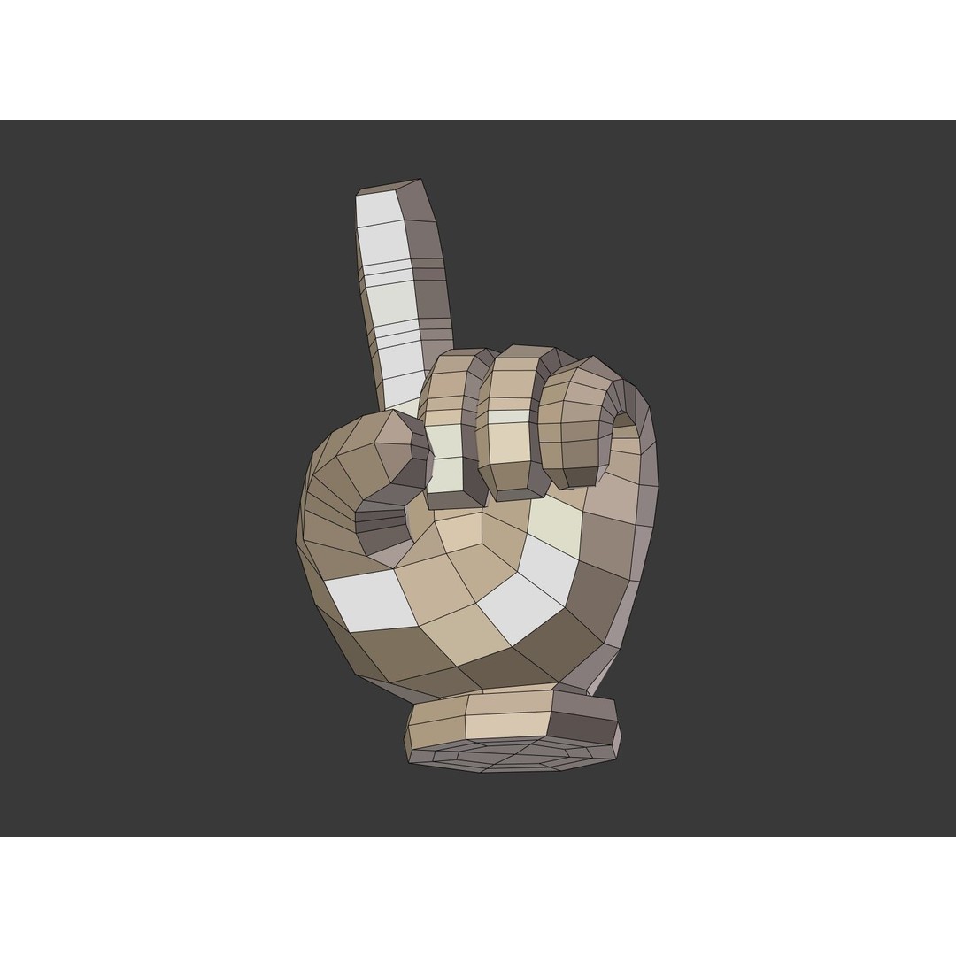 Cartoon Hand 3D Model – Low Poly Direction Sign Asset, Blender - View 11