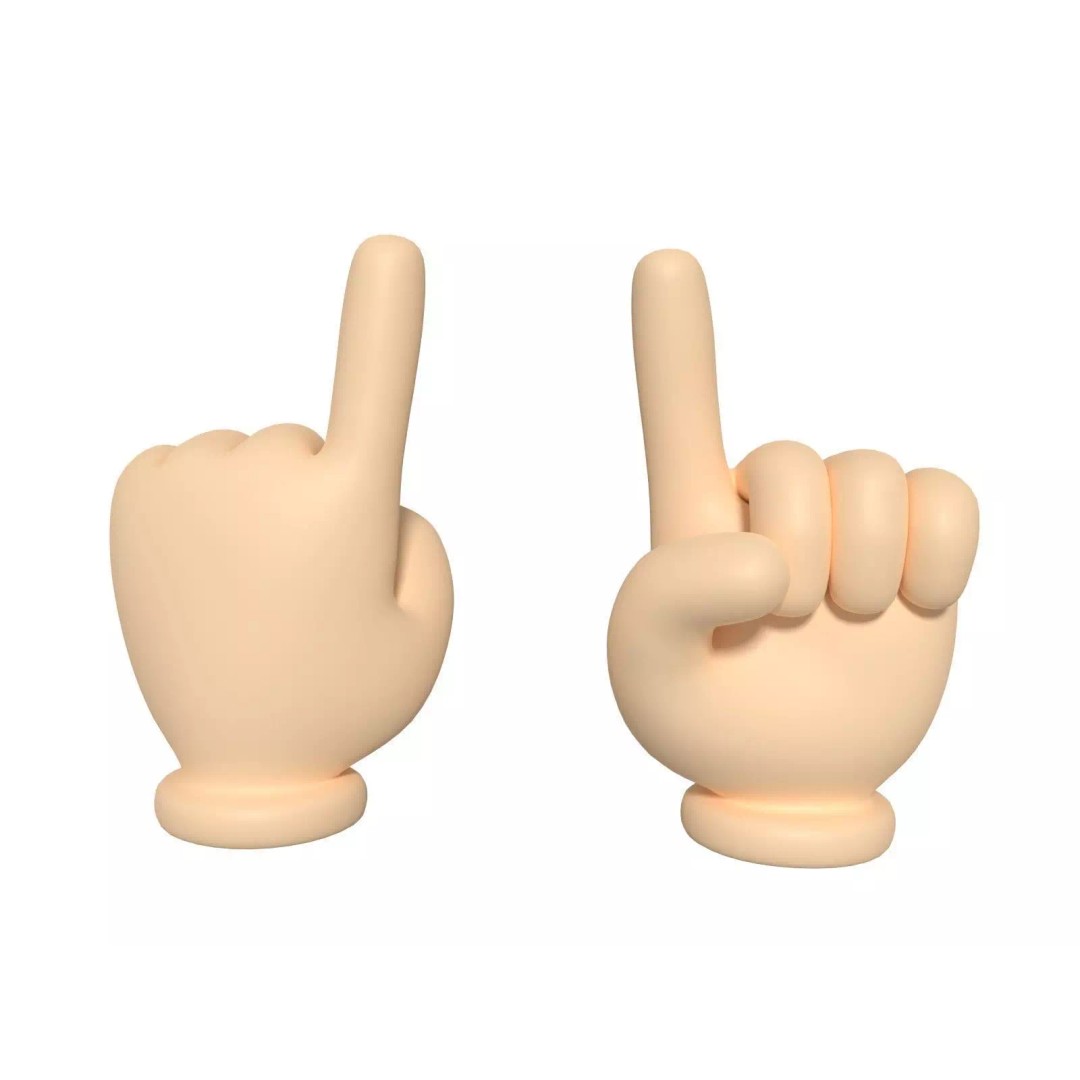 Cartoon Hand 3D Model – Low Poly Direction Sign Asset, Blender - View 2