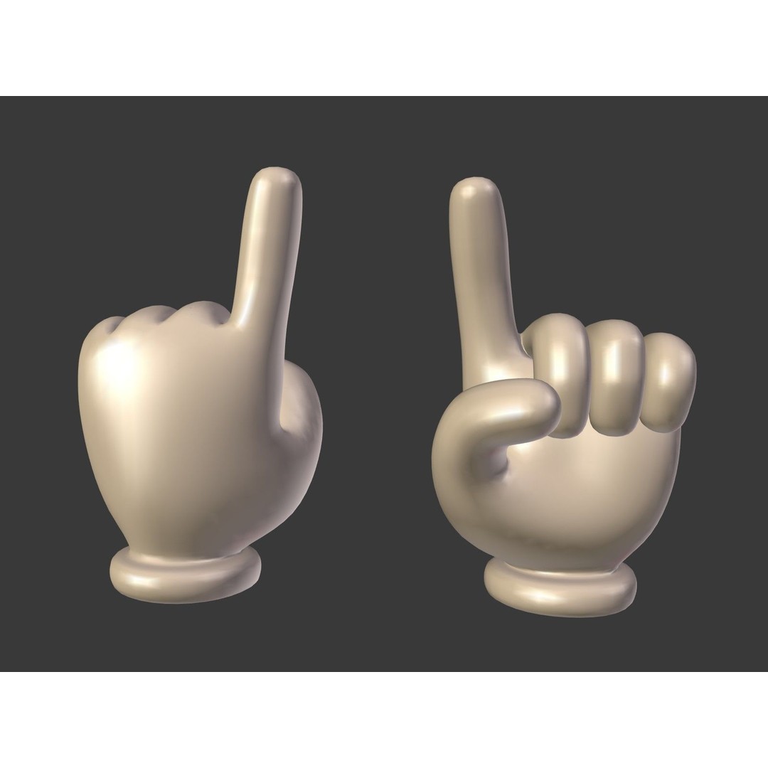 Cartoon Hand 3D Model – Low Poly Direction Sign Asset, Blender - View 3
