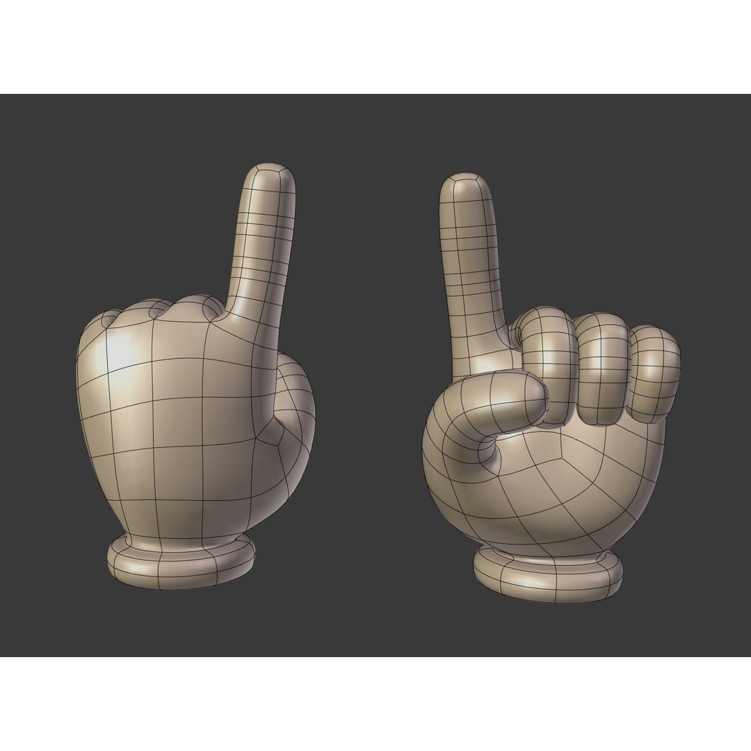 Cartoon Hand 3D Model – Low Poly Direction Sign Asset, Blender - View 5