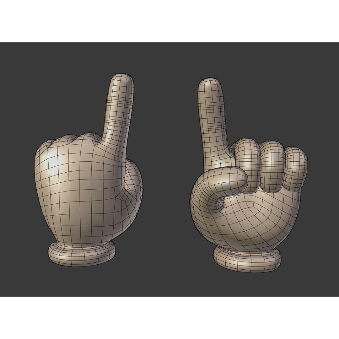 Cartoon Hand 3D Model – Low Poly Direction Sign Asset, Blender - View 6