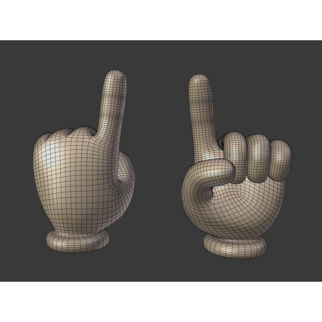 Cartoon Hand 3D Model – Low Poly Direction Sign Asset, Blender - View 7
