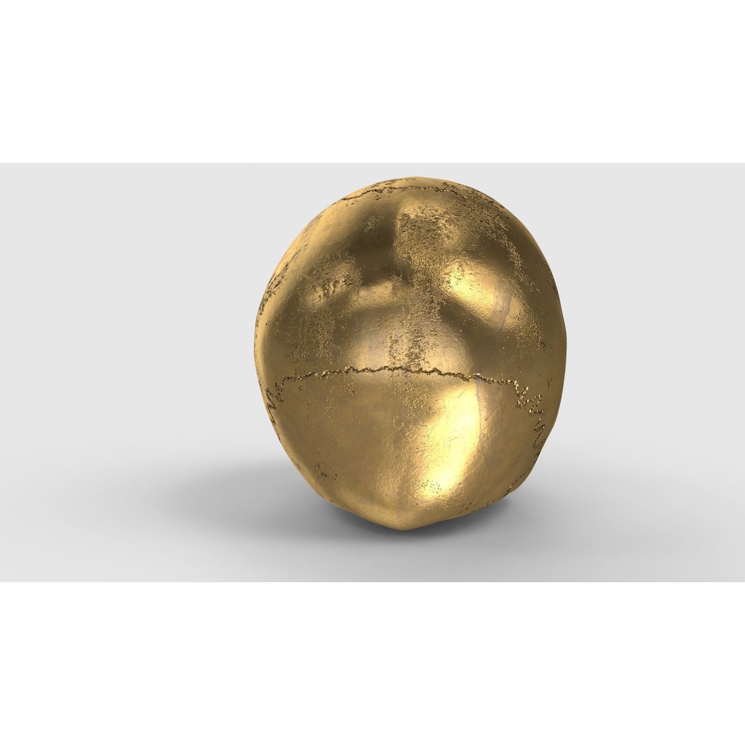 Golden Skull 3D Model – Low Poly PBR Game Asset, FBX - View 8