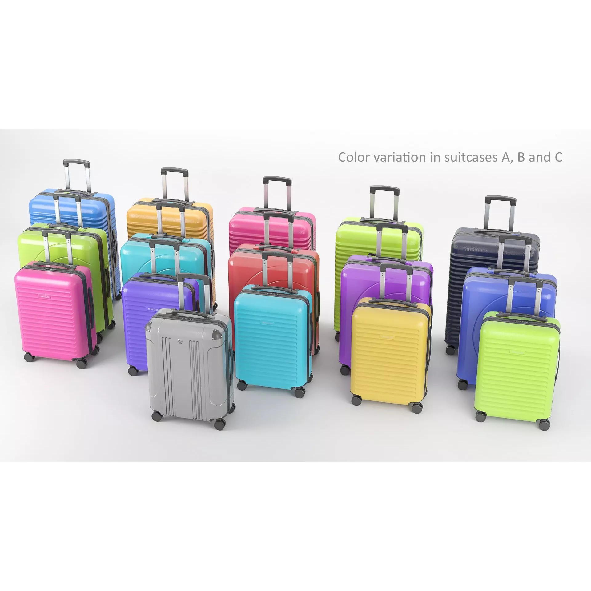 PBR Low-Poly Suitcases Pack - Low-Poly Game-Ready 3D Model
