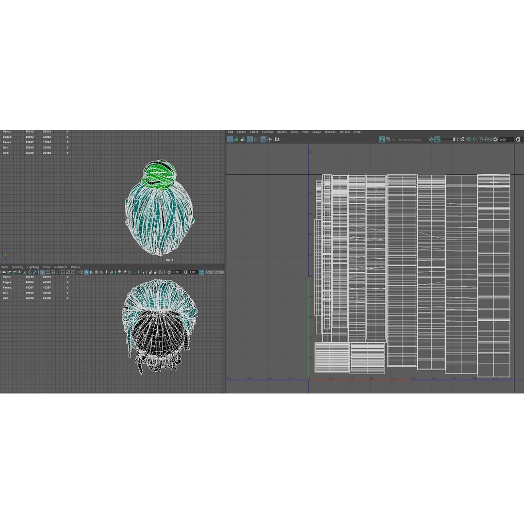 Female Bun-Ponytail 3D Model – Low Poly Real-Time Hair, FBX & OBJ