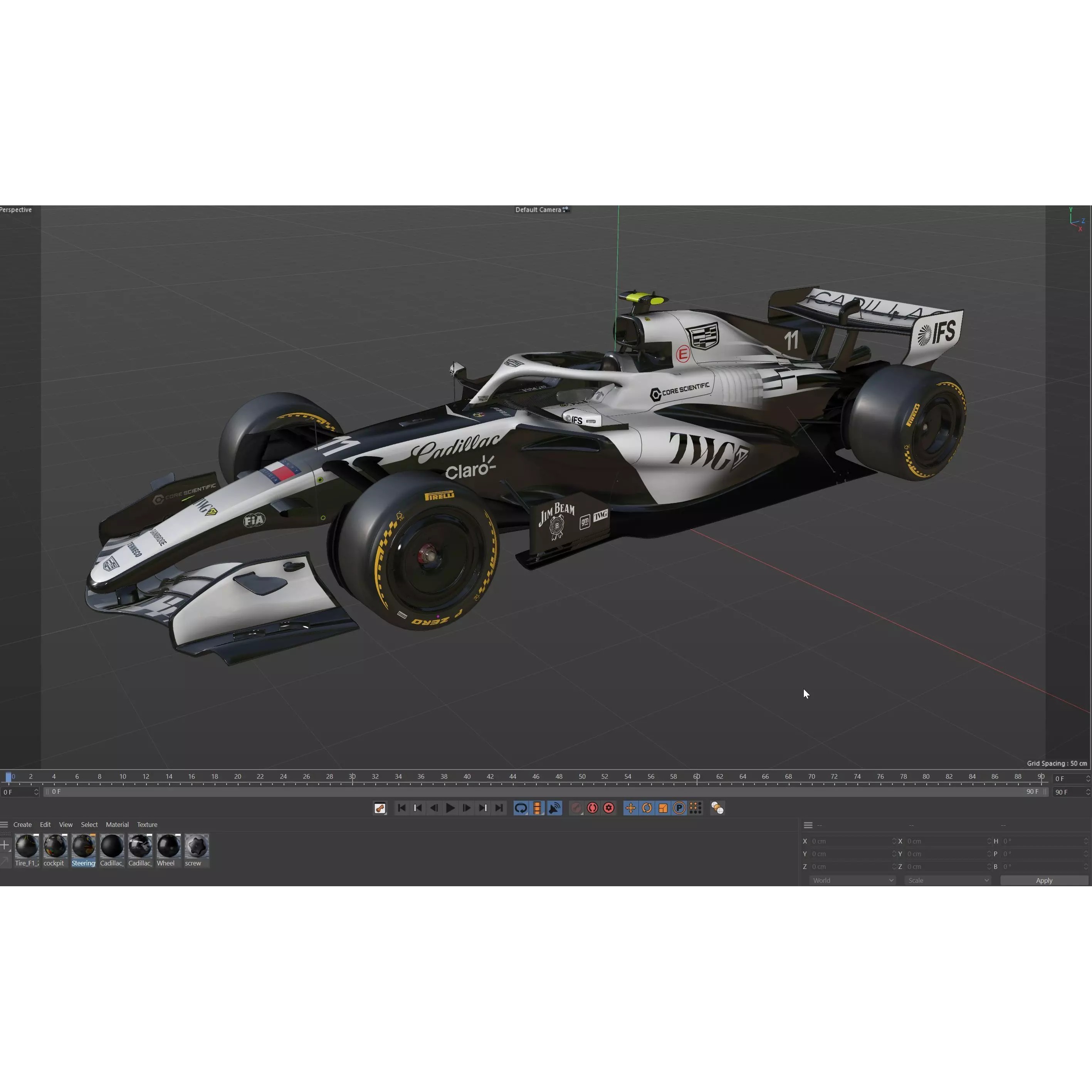 F1 Cadillac MAC26 2026 - Low-Poly Game-Ready 3D Model - View 25