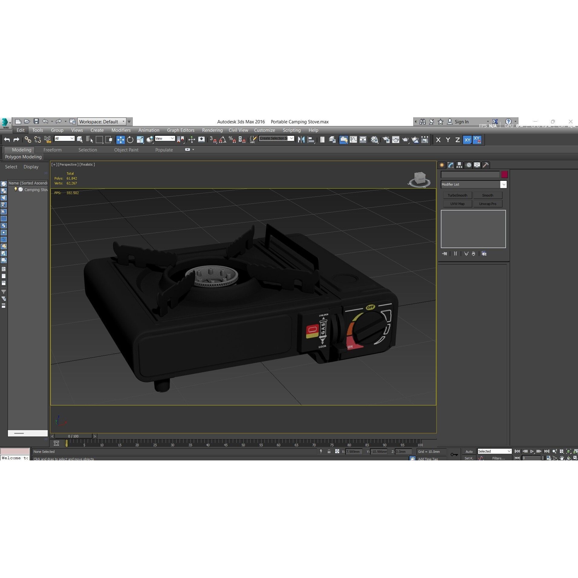 Portable Camping Stove - Low-Poly Game-Ready 3D Model