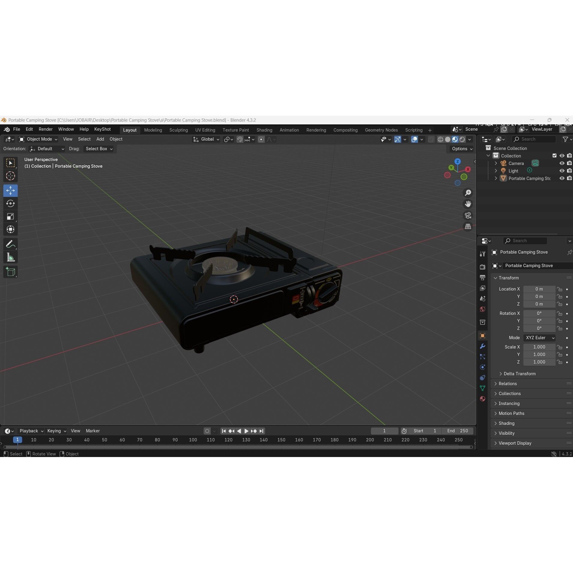 Portable Camping Stove - Low-Poly Game-Ready 3D Model - View 18