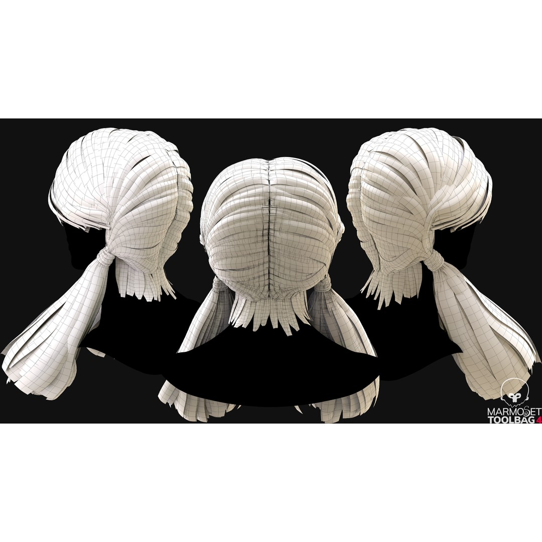 Realtime Haircard 3D Model – Low Poly Game Asset with PBR Textures