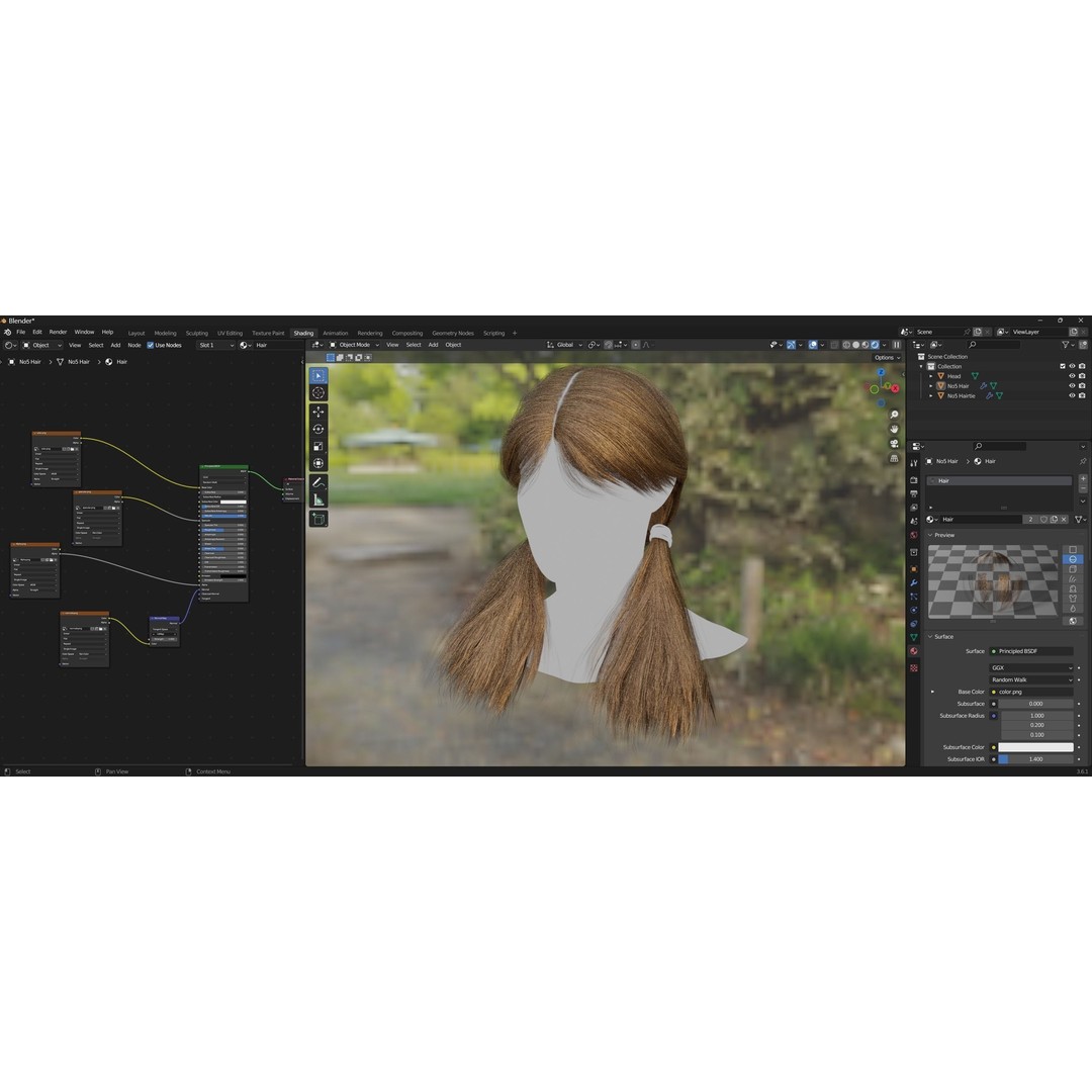 Realtime Haircard 3D Model – Low Poly Game Asset with PBR Textures - View 3
