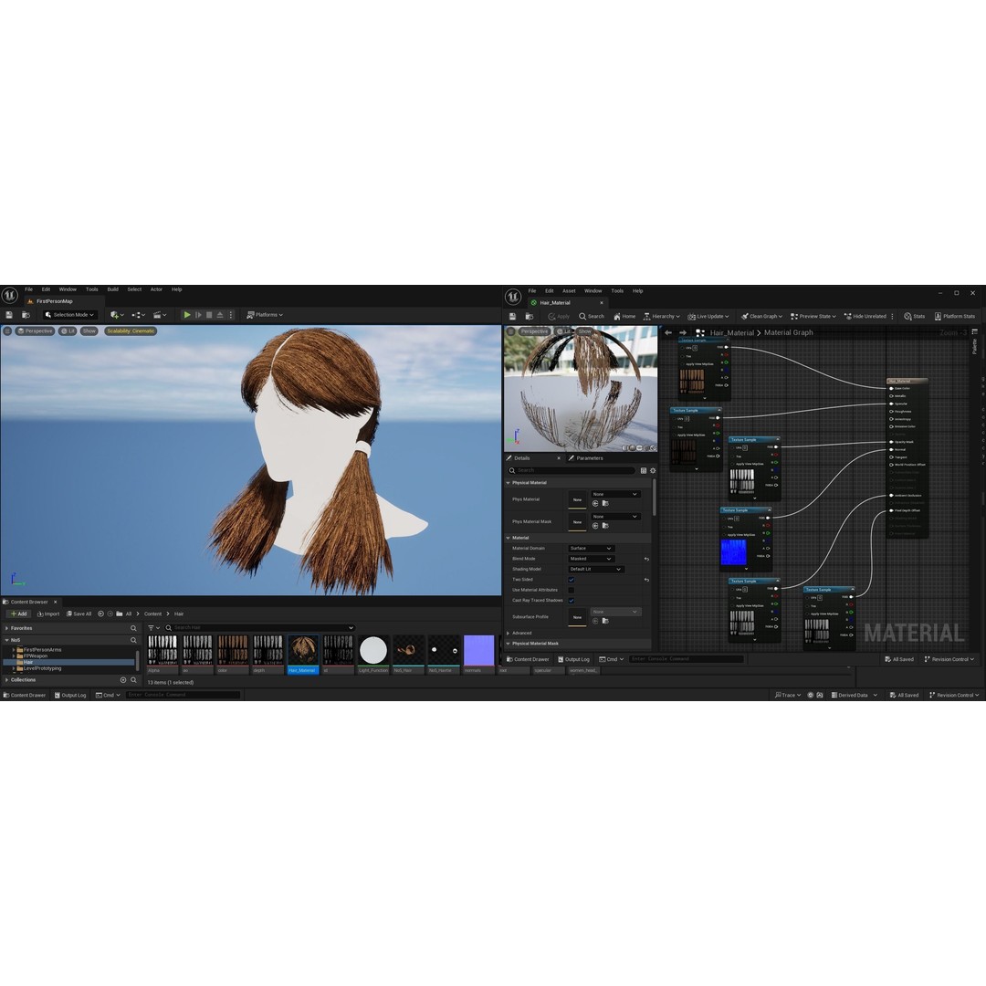 Realtime Haircard 3D Model – Low Poly Game Asset with PBR Textures - View 4