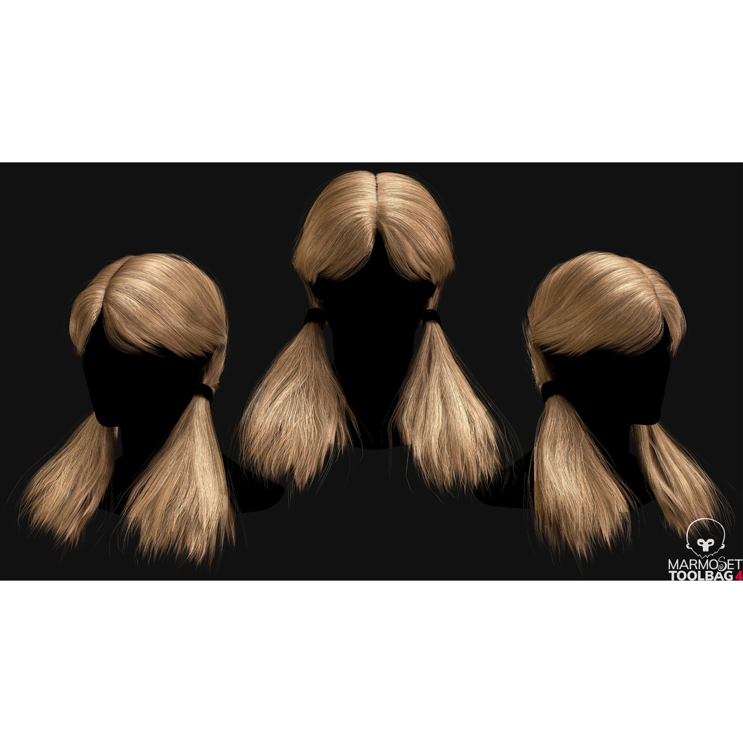 Realtime Haircard 3D Model – Low Poly Game Asset with PBR Textures - View 7