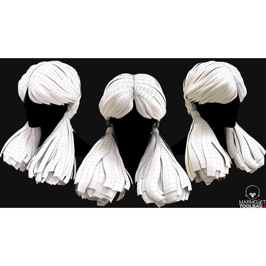 Realtime Haircard 3D Model – Low Poly Game Asset with PBR Textures - View 8