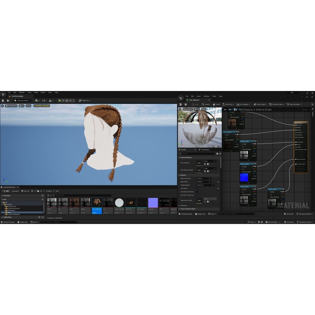 Realtime Haircard 3D Model – Low Poly Game Asset, FBX & OBJ Formats - View 4