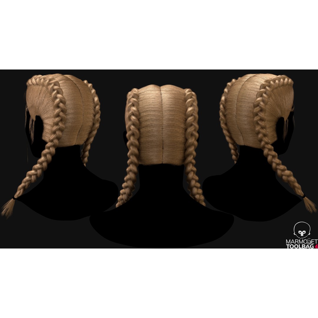 Realtime Haircard 3D Model – Low Poly Game Asset, FBX & OBJ Formats - View 9