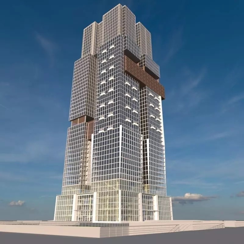 Skyscraper 10 3D Model – High Poly Architectural Asset, Blender, FBX - View 2