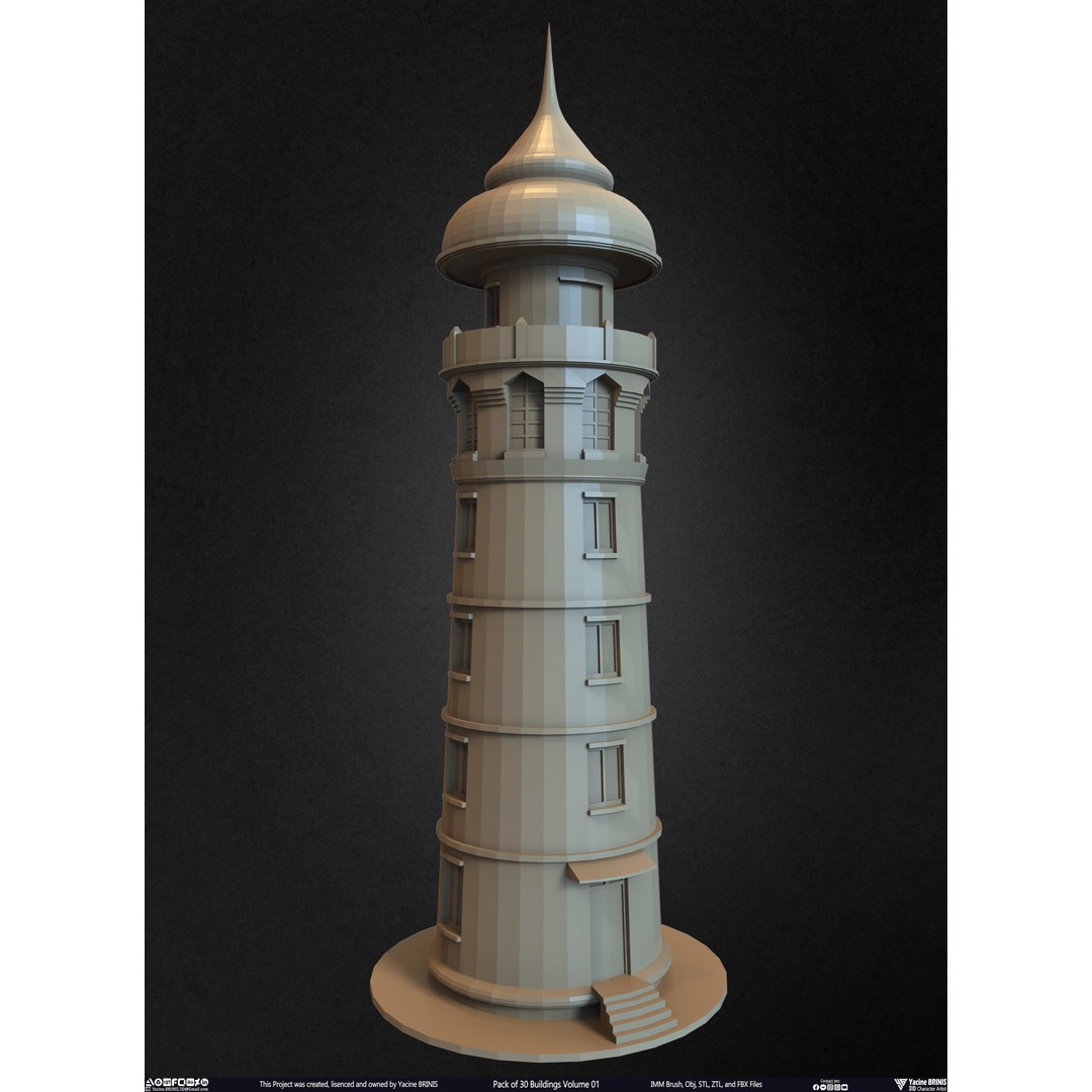 Pack of 30 Buildings 3D Model – Low Poly Cityscape Assets, FBX, OBJ, STL - View 13
