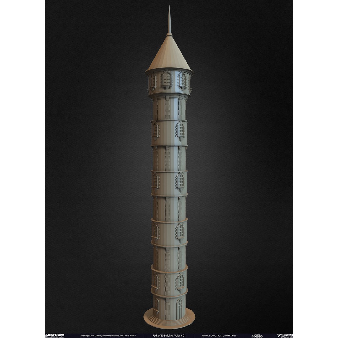 Pack of 30 Buildings 3D Model – Low Poly Cityscape Assets, FBX, OBJ, STL - View 14