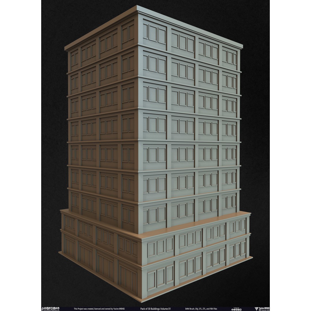 Pack of 30 Buildings 3D Model – Low Poly Cityscape Assets, FBX, OBJ, STL - View 16