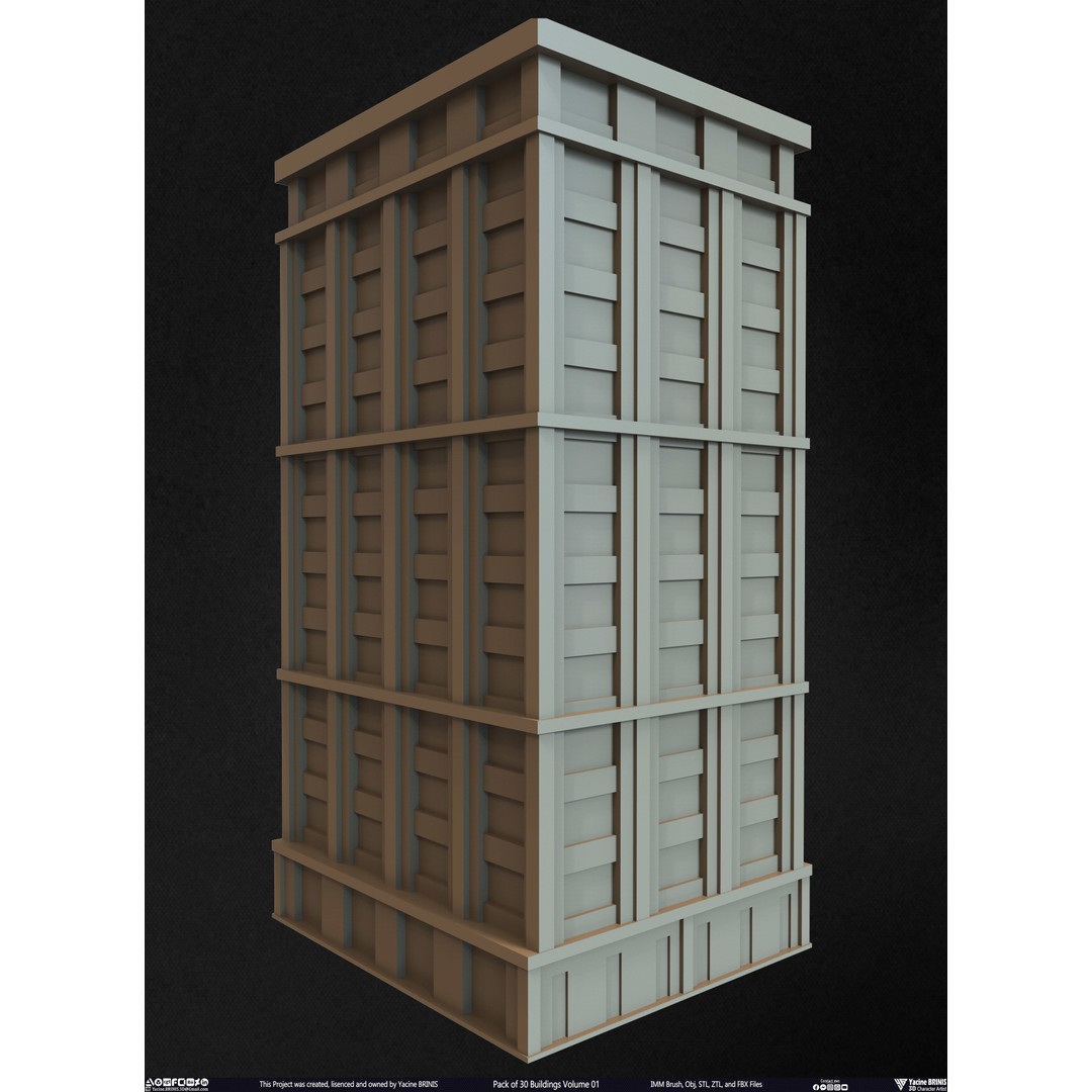Pack of 30 Buildings 3D Model – Low Poly Cityscape Assets, FBX, OBJ, STL - View 17