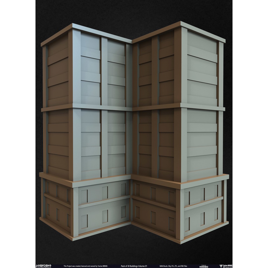 Pack of 30 Buildings 3D Model – Low Poly Cityscape Assets, FBX, OBJ, STL - View 18