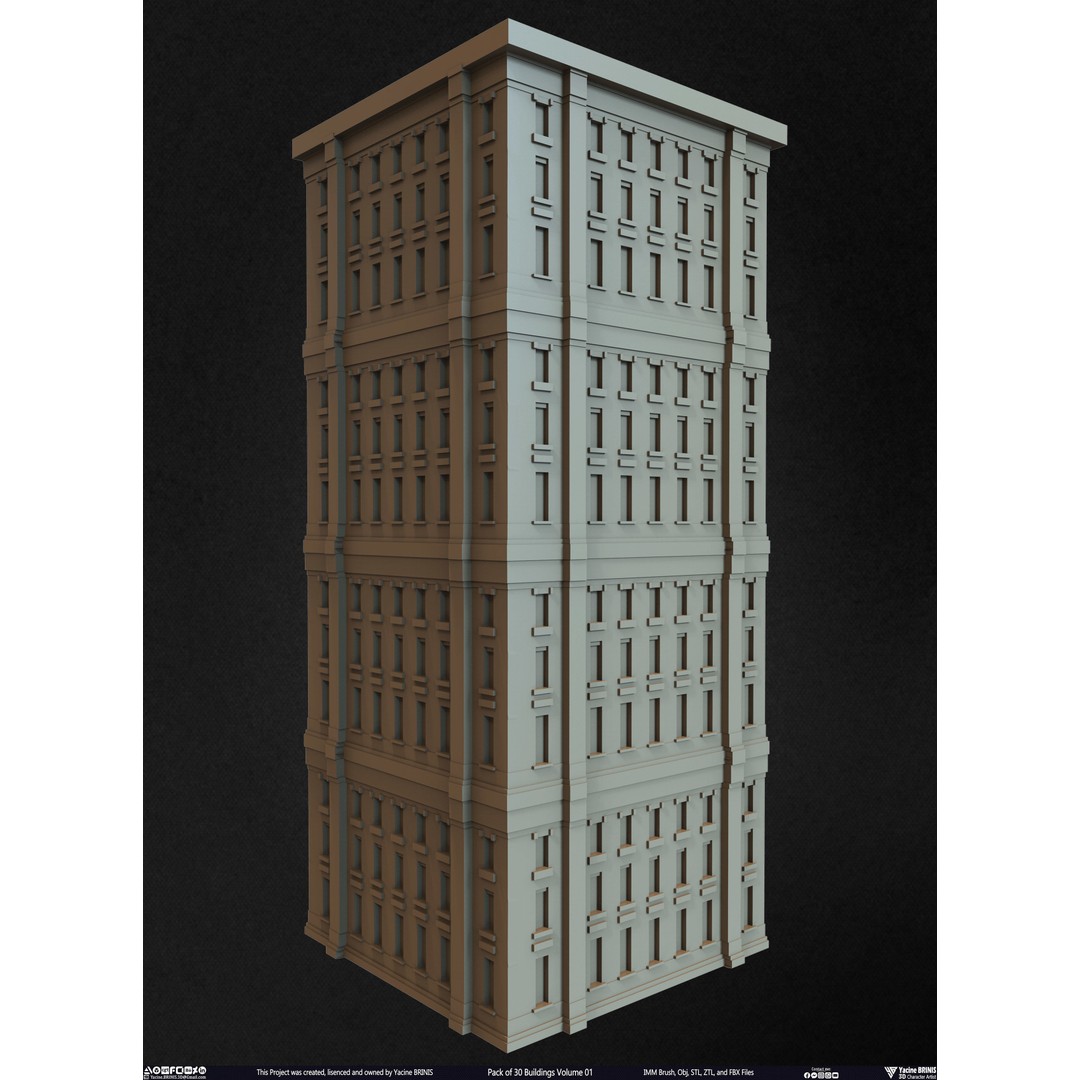Pack of 30 Buildings 3D Model – Low Poly Cityscape Assets, FBX, OBJ, STL - View 19