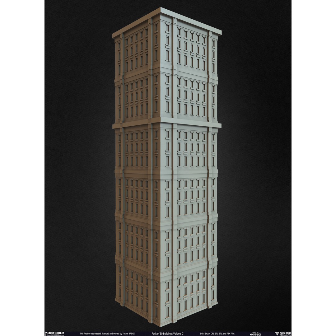 Pack of 30 Buildings 3D Model – Low Poly Cityscape Assets, FBX, OBJ, STL - View 20