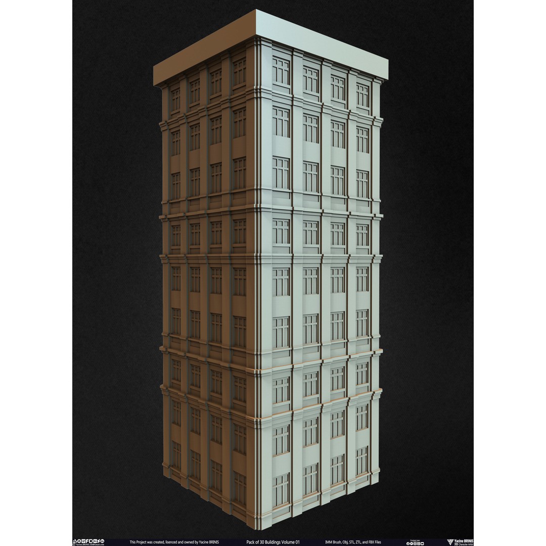 Pack of 30 Buildings 3D Model – Low Poly Cityscape Assets, FBX, OBJ, STL - View 21