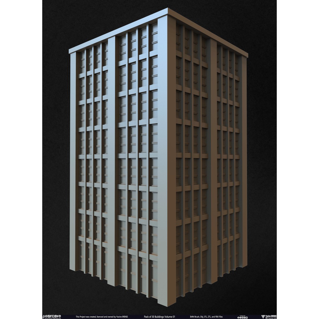 Pack of 30 Buildings 3D Model – Low Poly Cityscape Assets, FBX, OBJ, STL - View 23