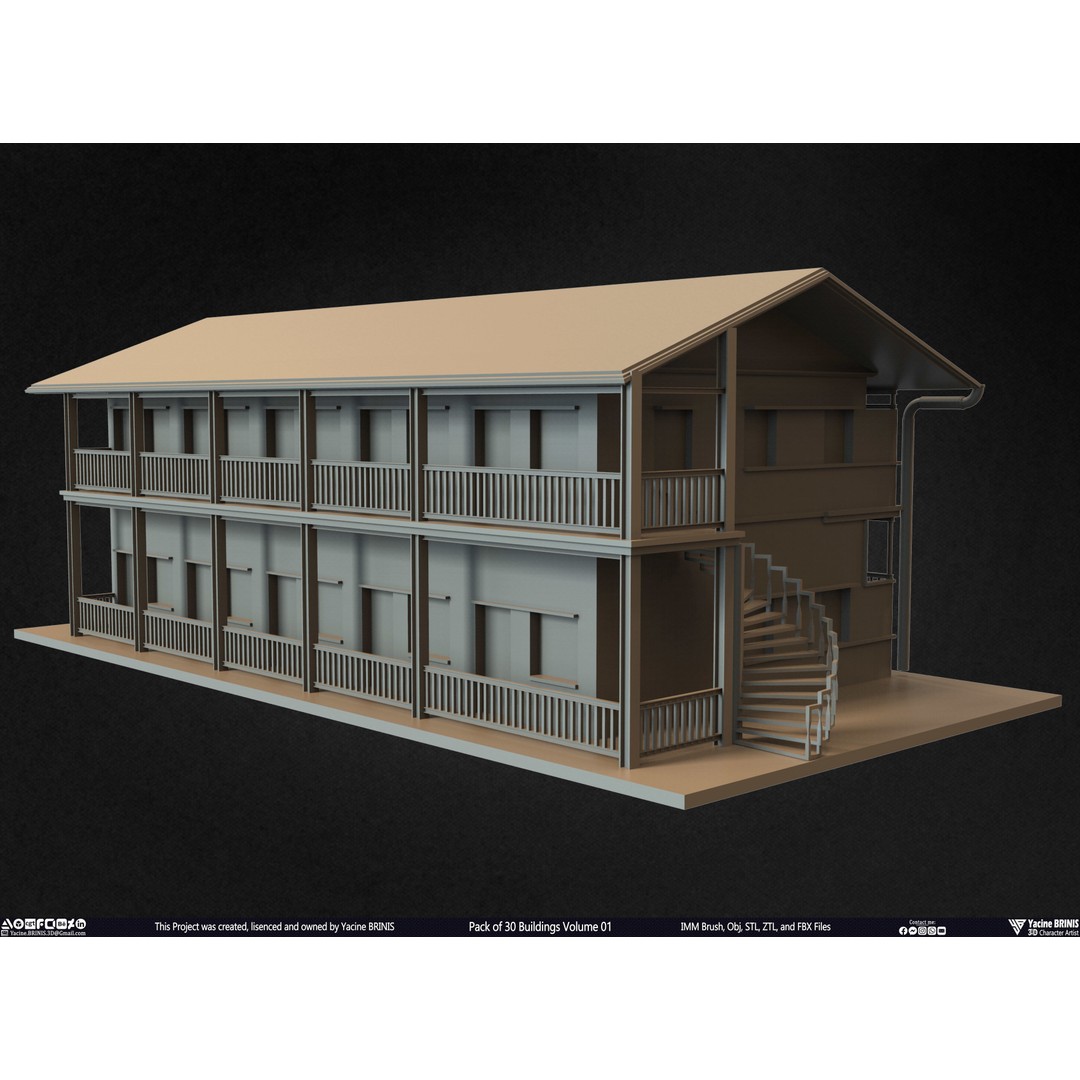 Pack of 30 Buildings 3D Model – Low Poly Cityscape Assets, FBX, OBJ, STL - View 24