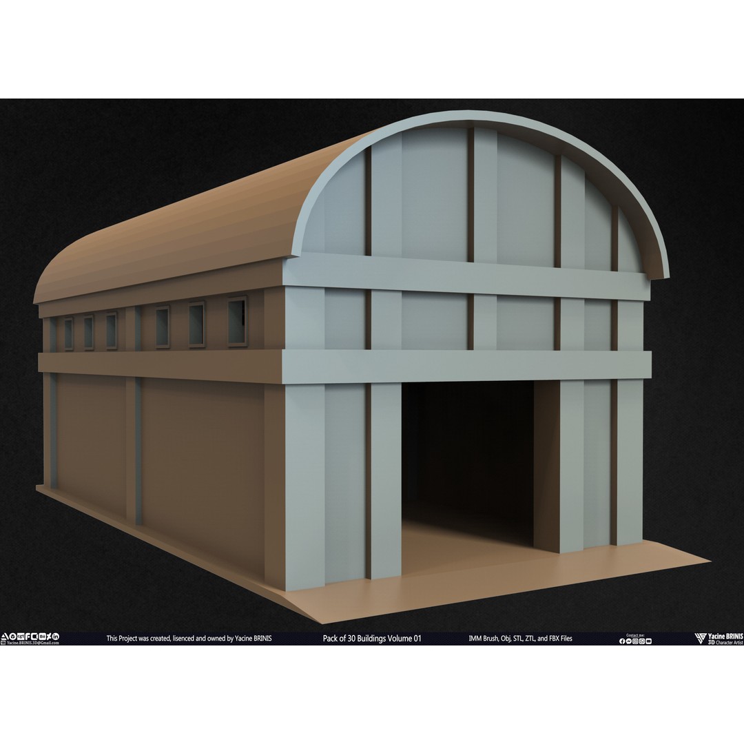 Pack of 30 Buildings 3D Model – Low Poly Cityscape Assets, FBX, OBJ, STL - View 25