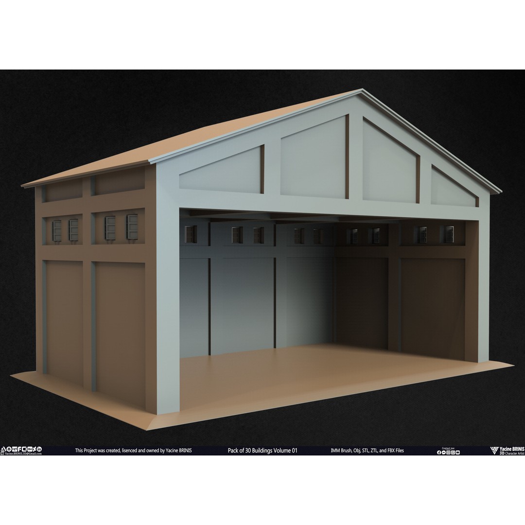 Pack of 30 Buildings 3D Model – Low Poly Cityscape Assets, FBX, OBJ, STL - View 26