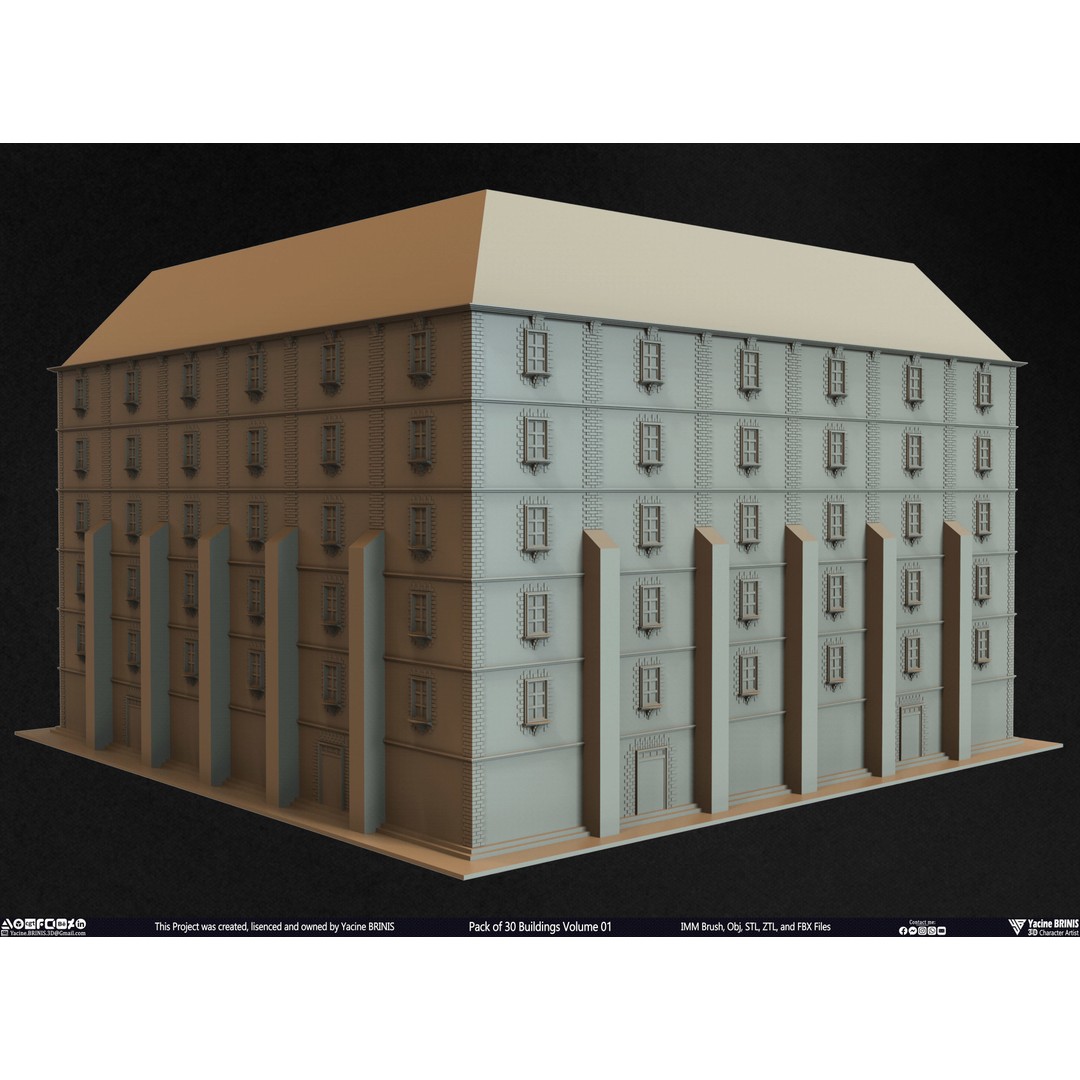 Pack of 30 Buildings 3D Model – Low Poly Cityscape Assets, FBX, OBJ, STL - View 27
