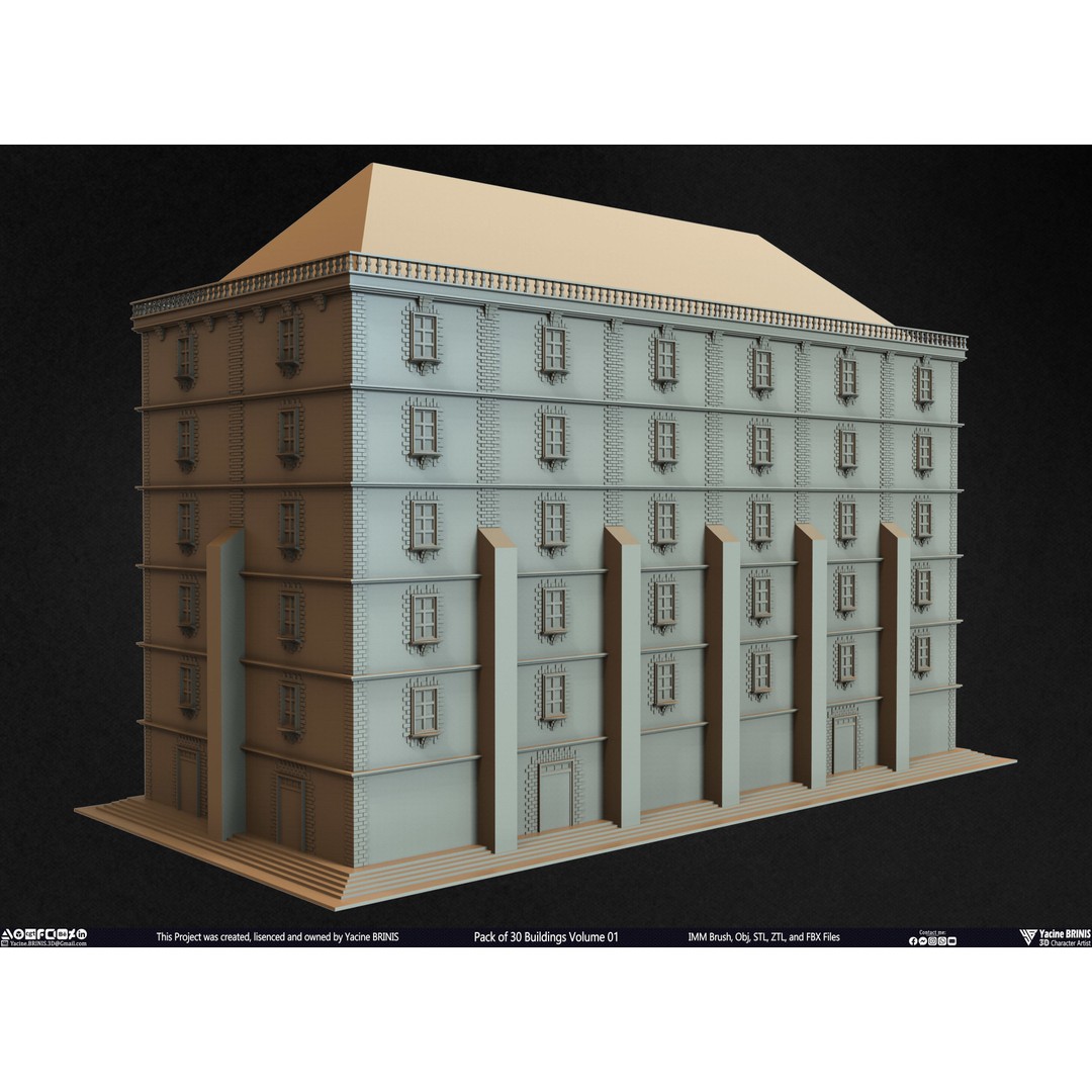 Pack of 30 Buildings 3D Model – Low Poly Cityscape Assets, FBX, OBJ, STL - View 28