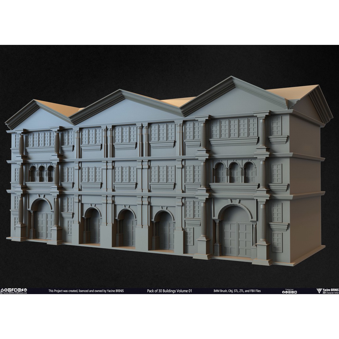 Pack of 30 Buildings 3D Model – Low Poly Cityscape Assets, FBX, OBJ, STL - View 29