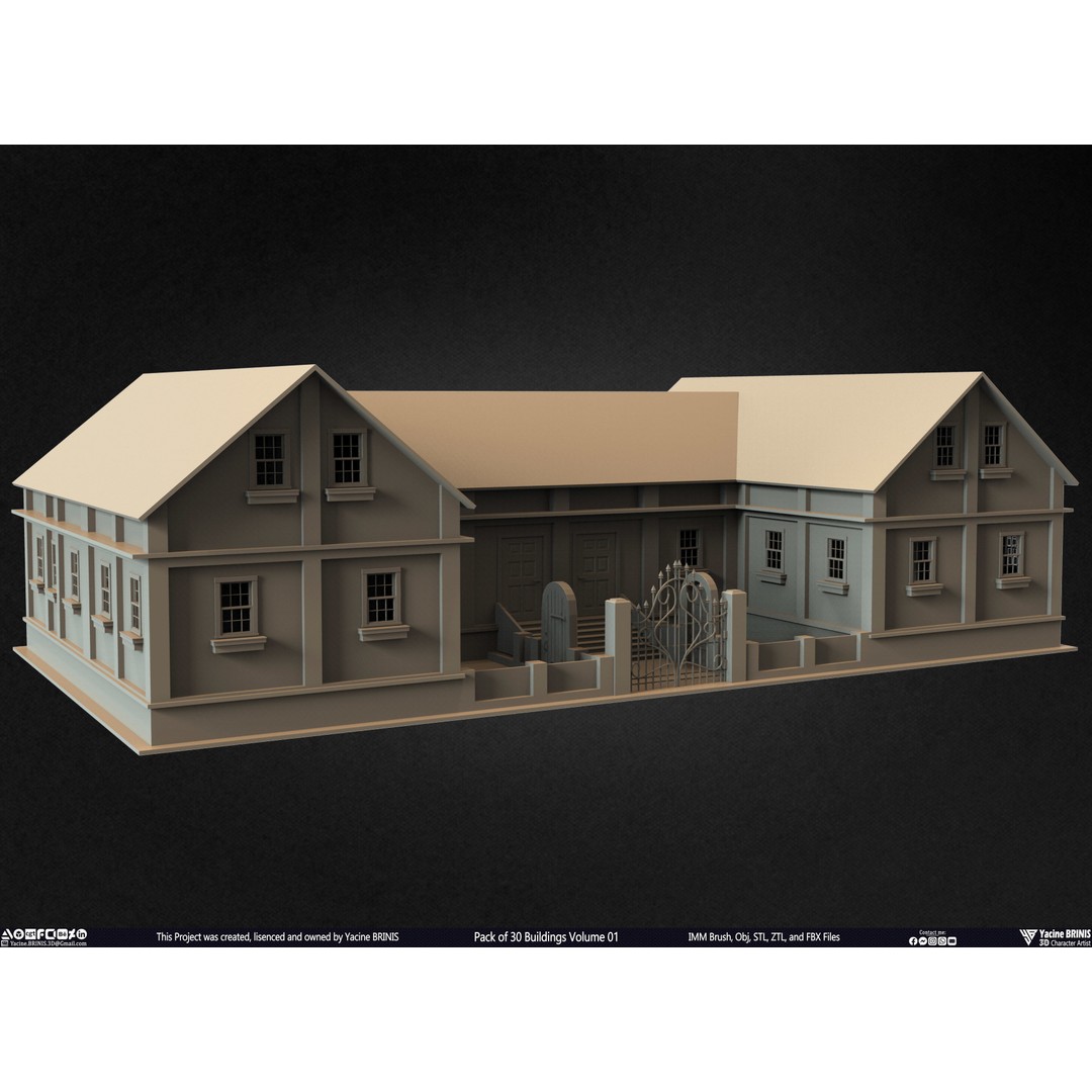 Pack of 30 Buildings 3D Model – Low Poly Cityscape Assets, FBX, OBJ, STL - View 30
