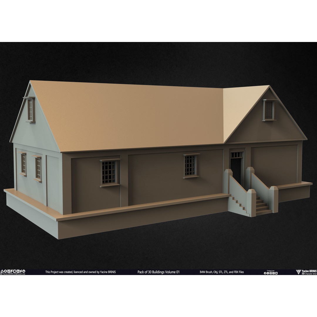 Pack of 30 Buildings 3D Model – Low Poly Cityscape Assets, FBX, OBJ, STL - View 33