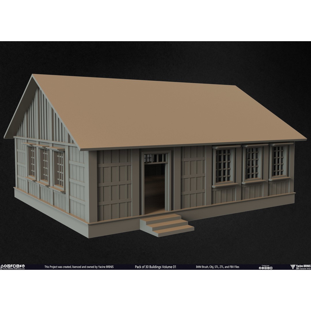 Pack of 30 Buildings 3D Model – Low Poly Cityscape Assets, FBX, OBJ, STL - View 34
